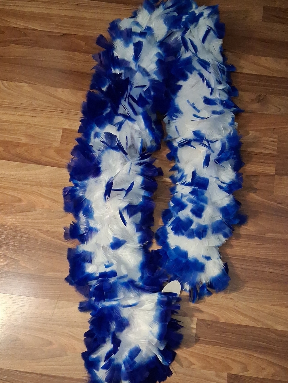 Feather Boa Scarf in Blue and White